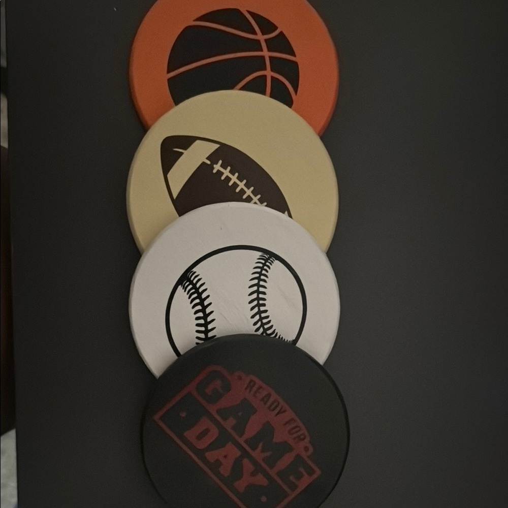 Sports Coaster Set - Basketball, Football, Baseball, Game Day